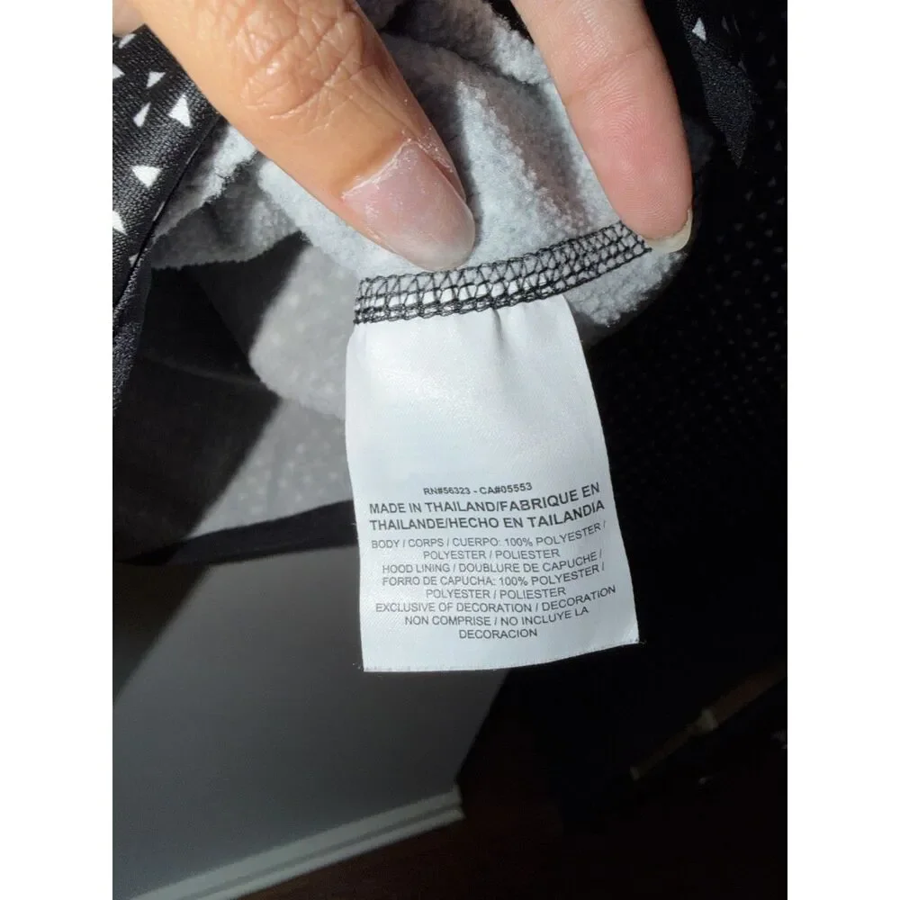 NIKE Dri-Fit Hoodie Black and White Dot Pattern Small